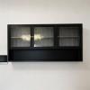 Tqoiozxa 3-Tier Wall Cabinet with Glass Doors, Narrow Display Cabinet, Black, Special Style-B view 1
