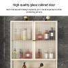 Tqoiozxa 3-Tier Wall Cabinet with Glass Doors, Narrow Display Cabinet, Black, Special Style-B view 3