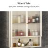 Tqoiozxa 3-Tier Wall Cabinet with Glass Doors, Narrow Display Cabinet, Black, Special Style-B view 4