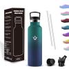 Mujigaga Stainless Steel Water Bottle, Leakproof 500 ml Insulated Bottle with Straw, BPA-Free, Carbonated Drink Compatible view 1