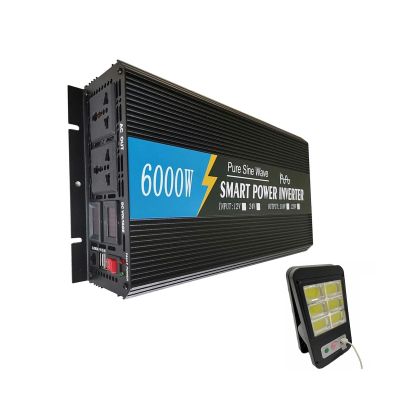 QOYCEPVNH 4000W/6000W Pure Sine Wave Inverter, 12V/24V DC to 110V/220V AC Car Adapter, 6000W/24V-220V