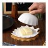 birene Leaf-Shaped Ceramic Butter Dish with Cover, Large view 3