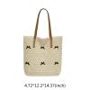 GETBSTOOP Large Straw Beach Tote with Bow Print, Lightweight Woven Handbag for Women, White view 4