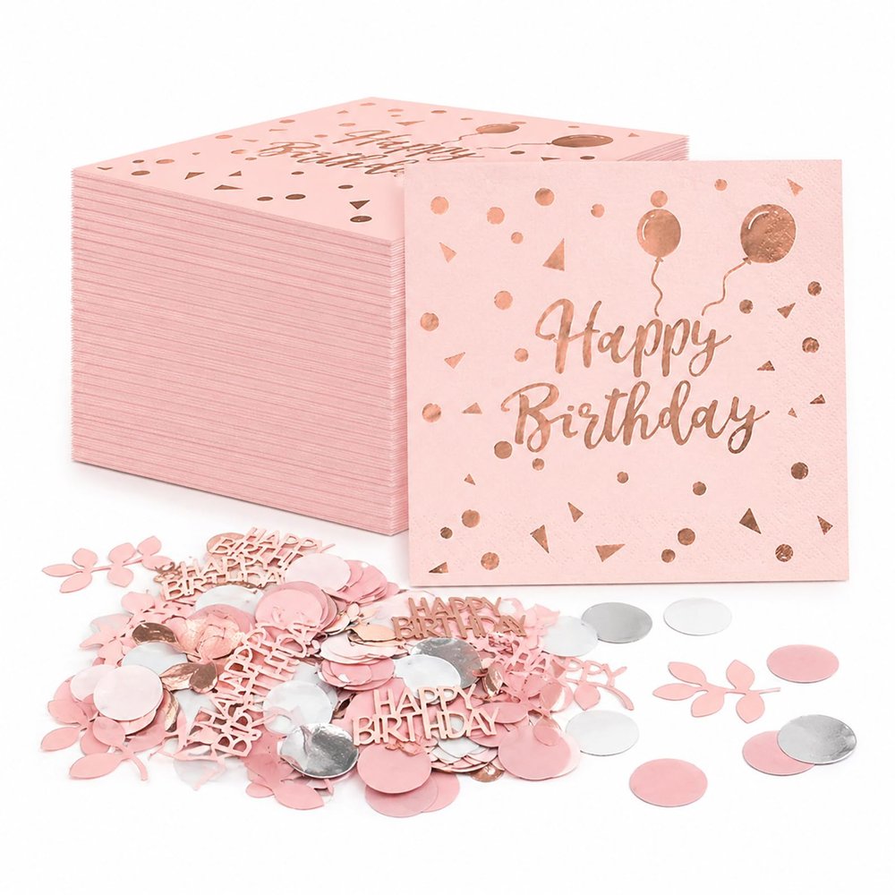 Ovanda 20-Piece Rose Gold Birthday Napkin Set