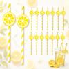Ovanda 20 Pack 3D Lemon Slice Paper Straws view 1
