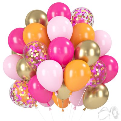 Pink Orange Balloons, 30 Pack