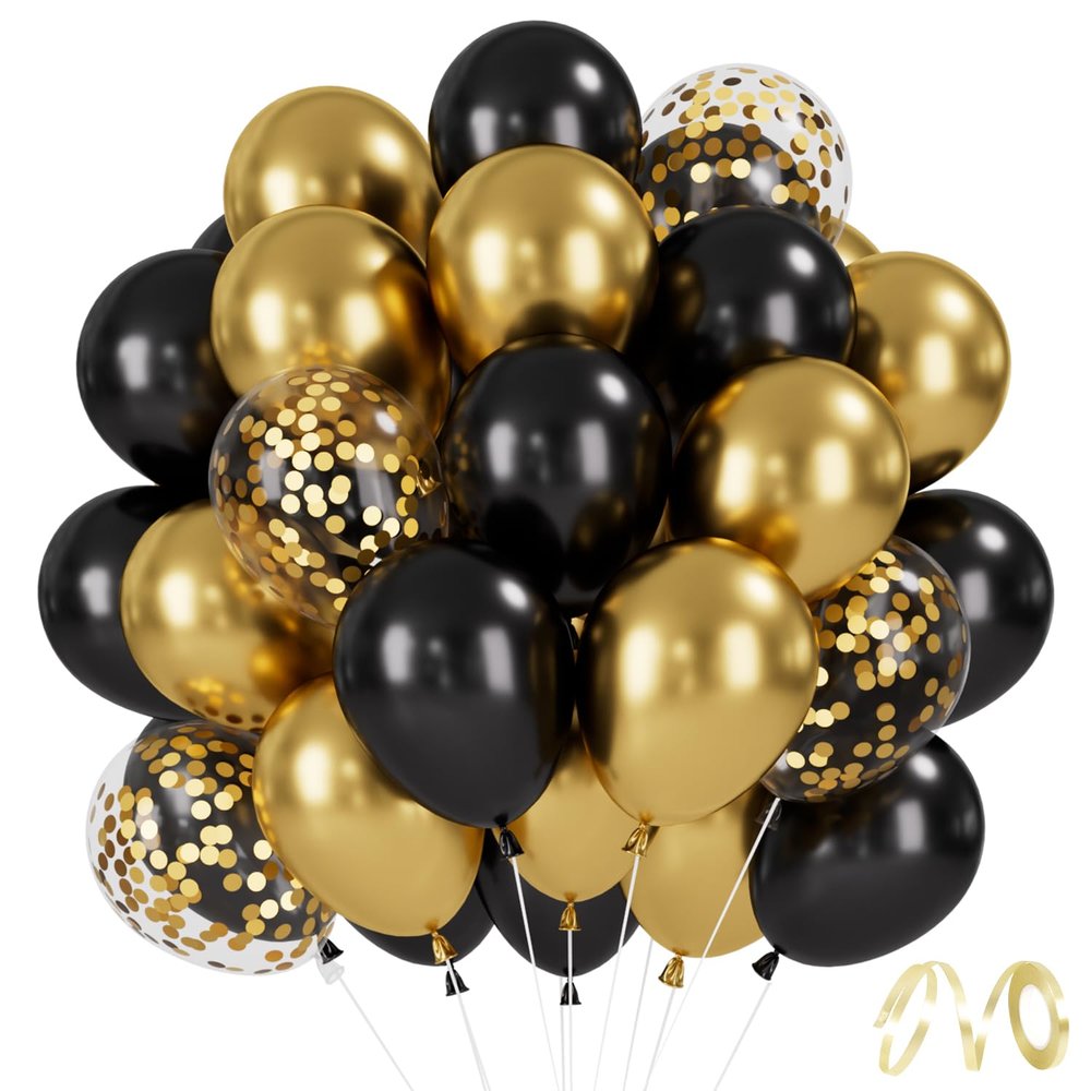 Black Gold Balloons, 30 Pack