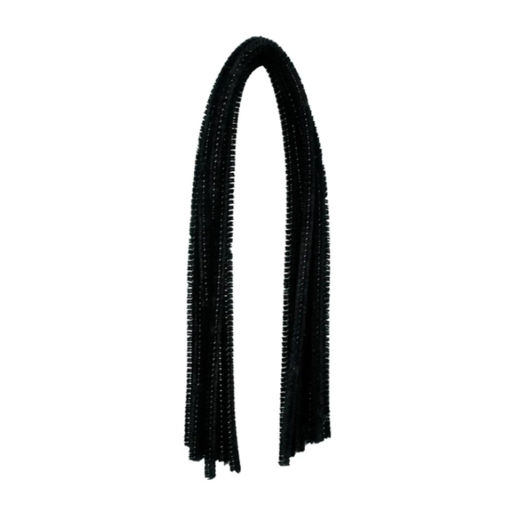 Chenille Wire, Pipe Cleaners, 8 mm x 50 cm, 10 Pack (Black)
