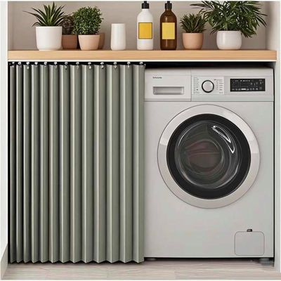 YWQJL Sliding Cabinet Curtain for Open Shelves, Gray, H60 x W80 cm