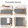 YWQJL Sliding Cabinet Curtain for Open Shelves, Gray, H60 x W80 cm view 3