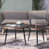 Nesting Round Coffee Table Set with Wood and Metal Legs, Mid-Century Style view 3