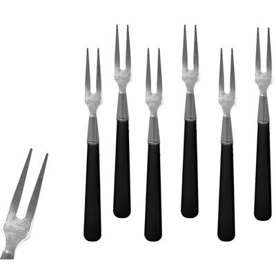 PARENCE Set of 6 Mini Steel and Black Plastic Aperitif Forks