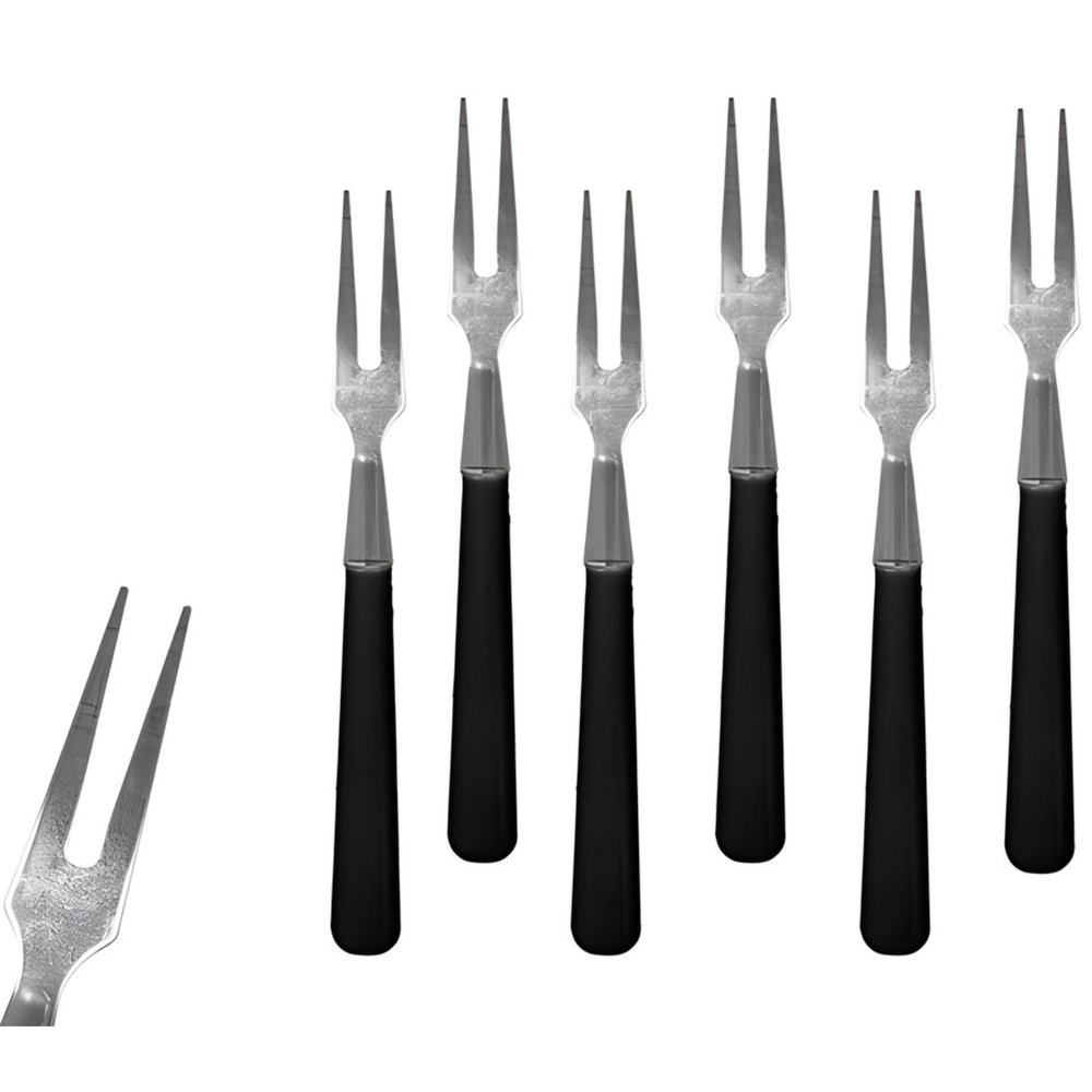 PARENCE Set of 6 Mini Steel and Black Plastic Aperitif Forks