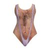 Caxndycing Women's Tummy-Control Funny Swimsuit with 3D Chest Hair Print, Muscle-Print Monokini, Quick-Drying Borat Swimwear view 4