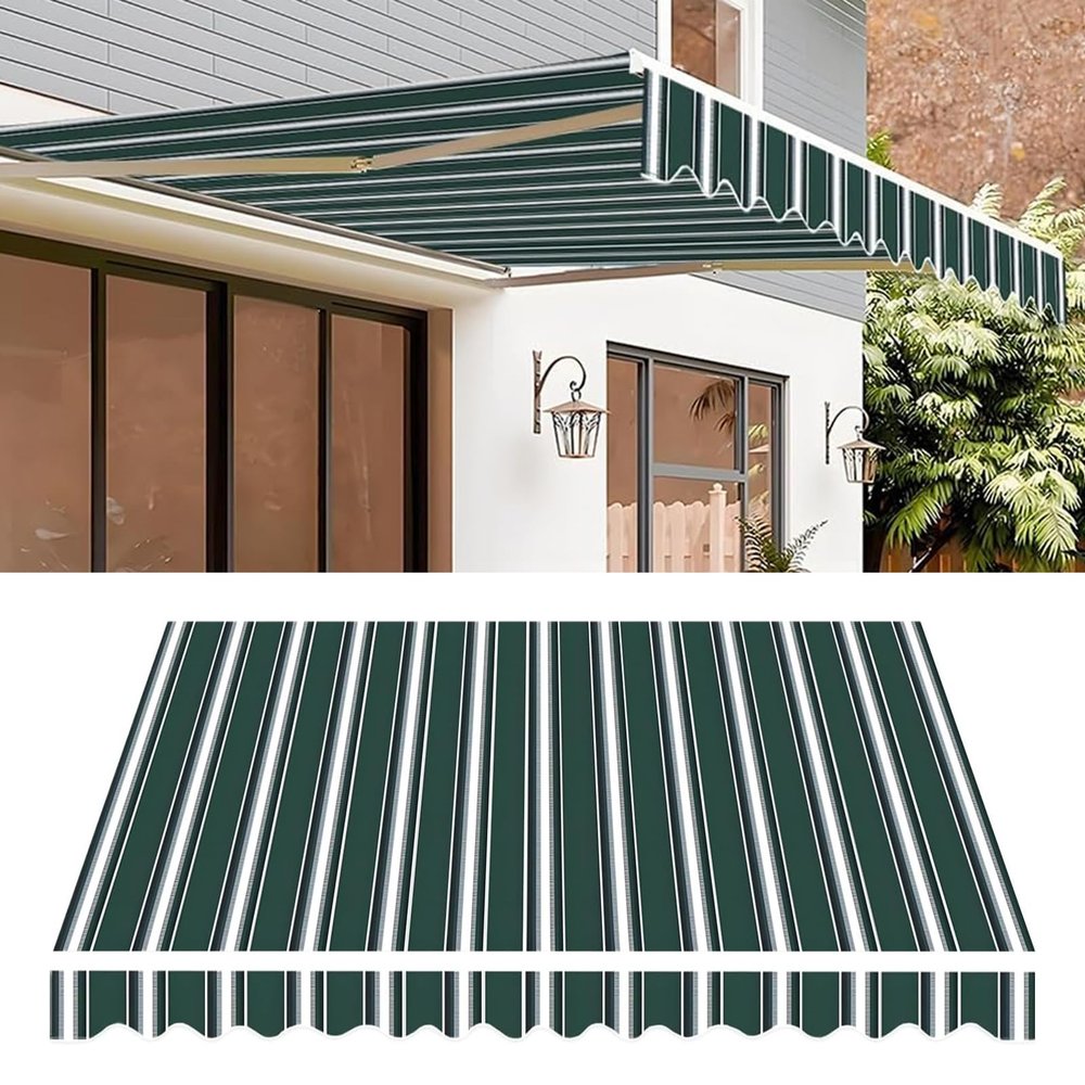 Replacement Fabric for Manually Retractable Patio Awning, 300 g/m² Polyester, UV-Resistant and Waterproof, 4.7 x 3.6 m, Multicolor