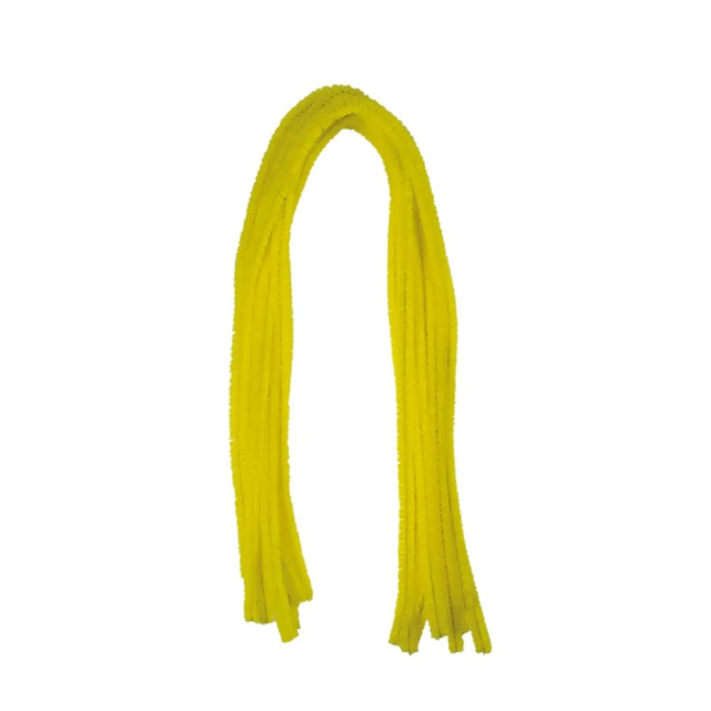 Chenille Wire, Pipe Cleaners, 8 mm x 50 cm, 10 Pack (Yellow)