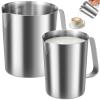 BAODBF 2-Piece Stainless Steel Measuring Cup Set, 500 ml and 1,000 ml, Silver view 1