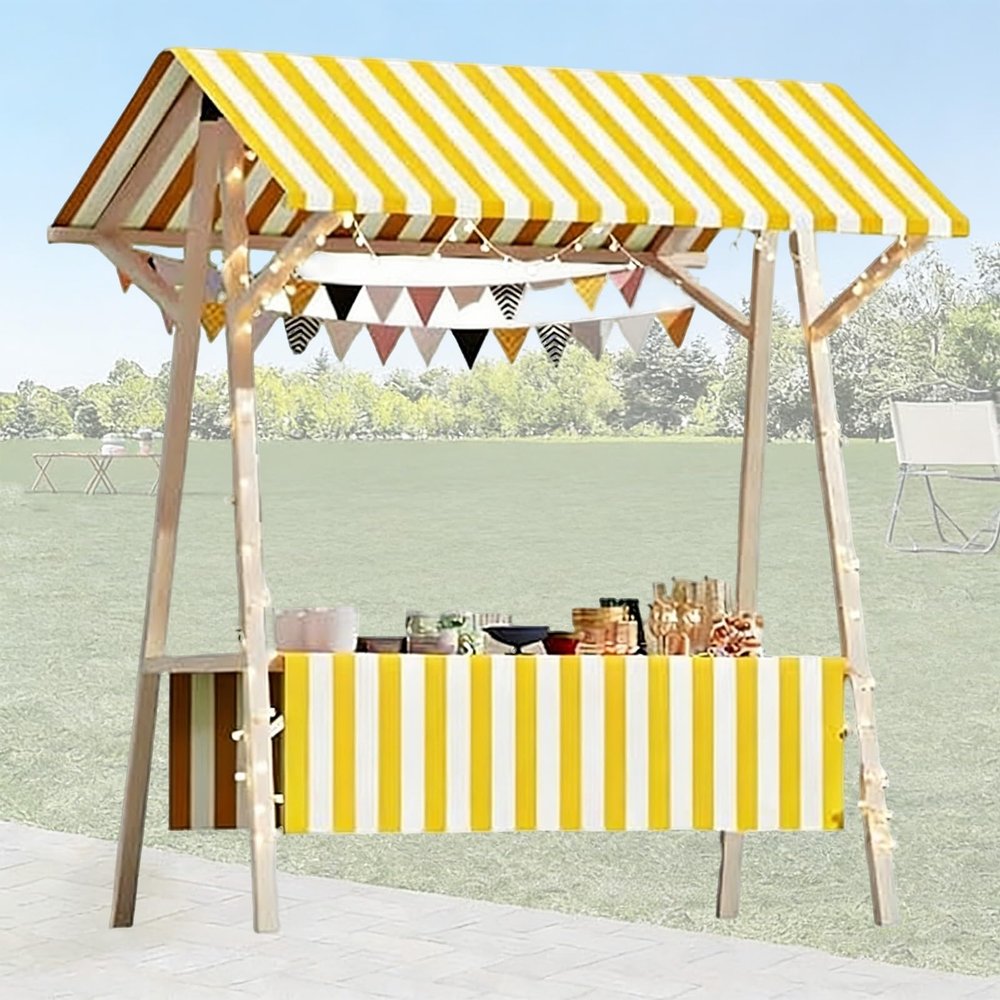 Collapsible Mobile Market Stall Cart, Yellow, 150 cm/59 in