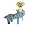Semicircular Solid Wood Garden Bench for Two, White view 1