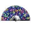 Hand Fans, Folding Fans, Large Bamboo Chinese Decorative Folding Fan for Weddings, Raves, Hanfu/Cheongsam, Festivals, Clubs, Events, Parties, Dance and Performances (Blue) view 2