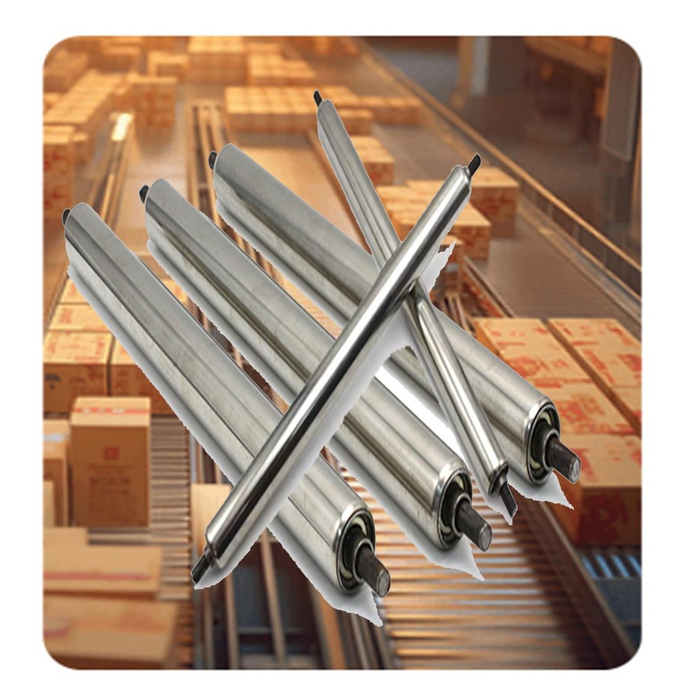 Durable Stainless Steel Roller for Industrial Applications, Gearbox Replacement Part, Set of 5 Heavy-Duty Conveyor Rollers (50 mm, L 500 mm/20 in)