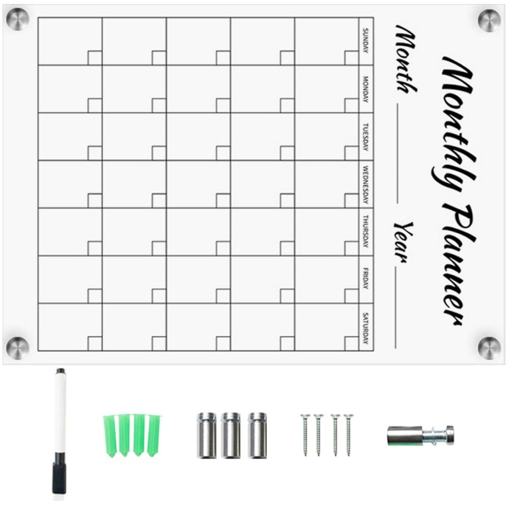 Zerodeko Transparent Acrylic Note Board, Wipeable Hanging Monthly Planner Memo Board, Odorless, 1 Set