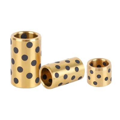 Graphite-Copper Bushing with Graphite Insert, Self-Lubricating Graphite-Brass Sleeve Bearing, 416 mm ID, Various Sizes, Pack (6 × 10 × 15 mm, 4 pcs)