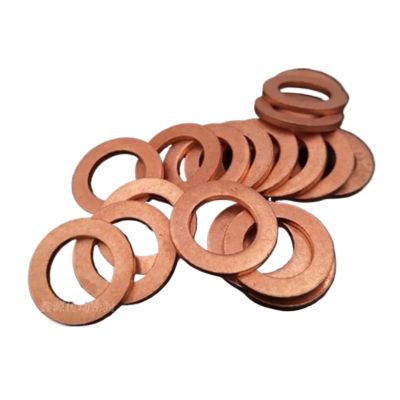 YAKUFAST M6–M25 Solid Copper Washers, Flat Sealing Rings, 1 mm Thick (8 × 18 × 1.5 mm, 10 pcs)