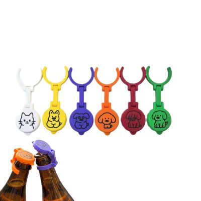 Generic Bottle Caps, 6 Animal Designs, Drink Bottle Markers