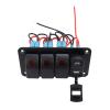 Fawfose 3-Gang Rocker Switch Panel with Aluminum Panel, 4.8A Dual USB Charger and Voltmeter, Prewired for Boats, Cars, Trucks, RVs and Motorcycles (Red Light) view 3