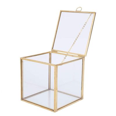 Alomejor Geometric Glass Planter with Gold Rim for Succulents, Home and Landscape Decor