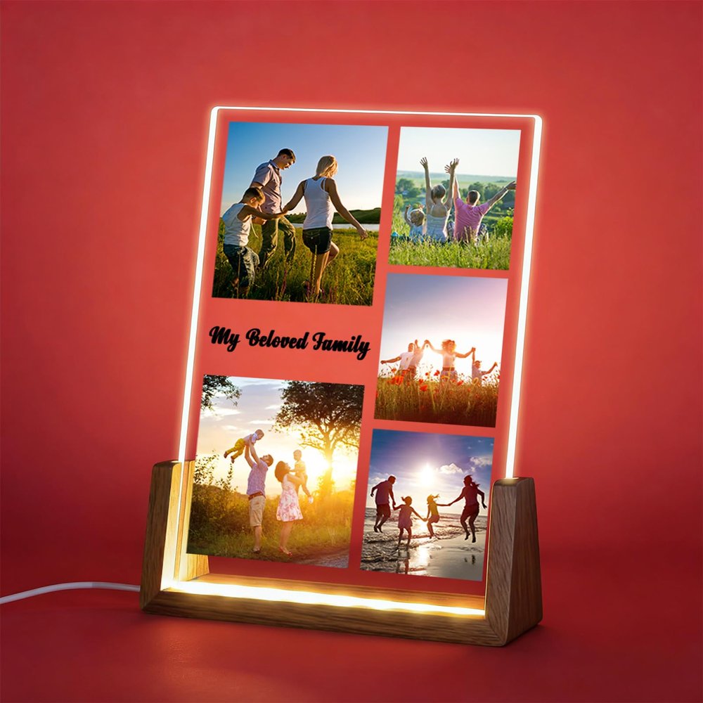 Baixtuo Personalized Acrylic Photo Frame with LED Night Light