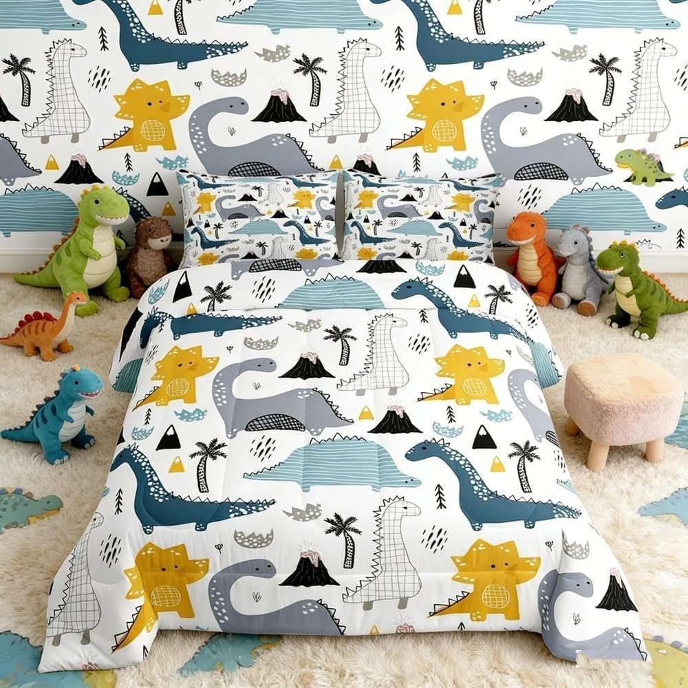Dinosaur Comforter 135 x 200 cm with 2 Pillowcases