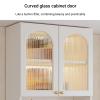 Tqoiozxa Wall-Mounted Wooden Cabinet with Glass Pane, Bathroom and Medicine Cabinet, Kitchen Organizer for Garage and Kitchen (A, 80 cm/31.4 in) view 3