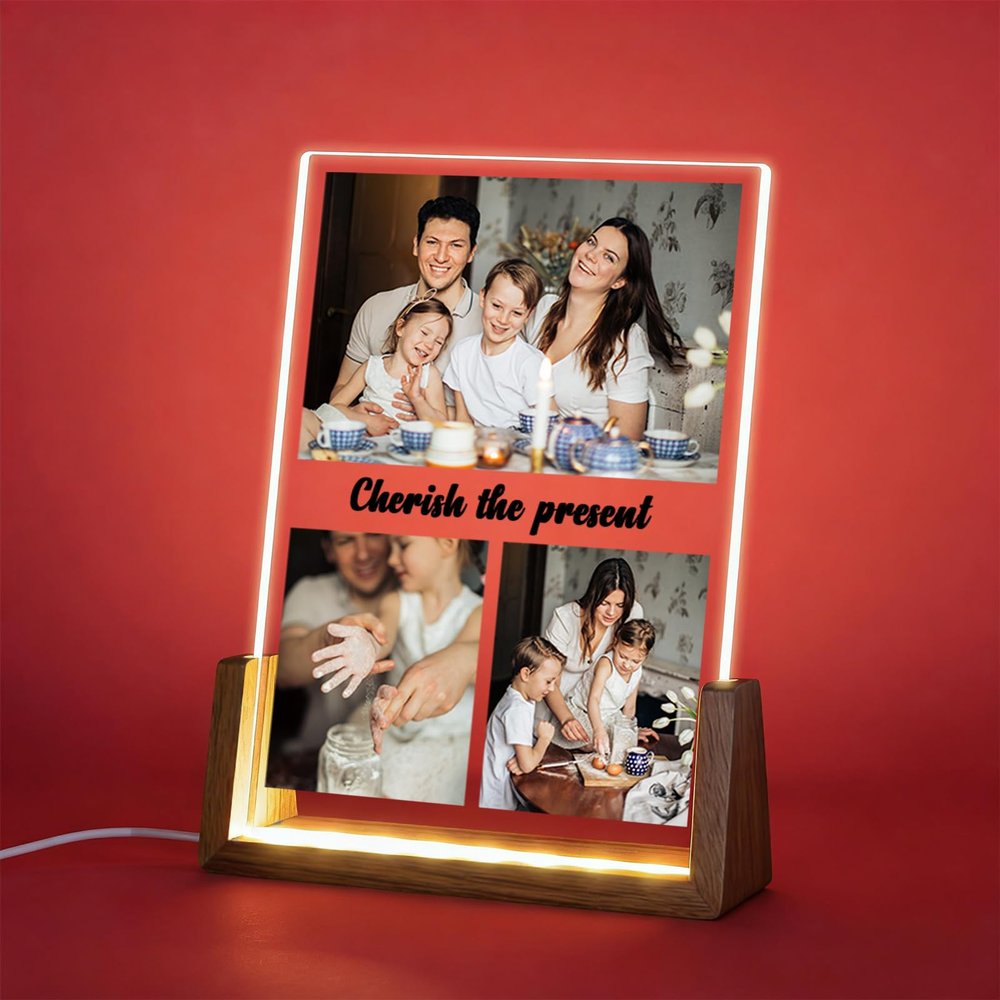 Baixtuo Personalized Acrylic Photo Frame with LED Night Light