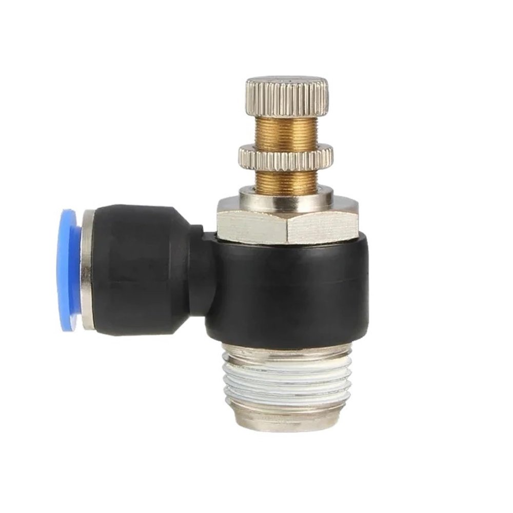 5PCS SL-Series 90° Pneumatic Brass Flow Control Valve, Push-In, for 4–12 mm OD Gas Lines (SL8-03 (3I8))