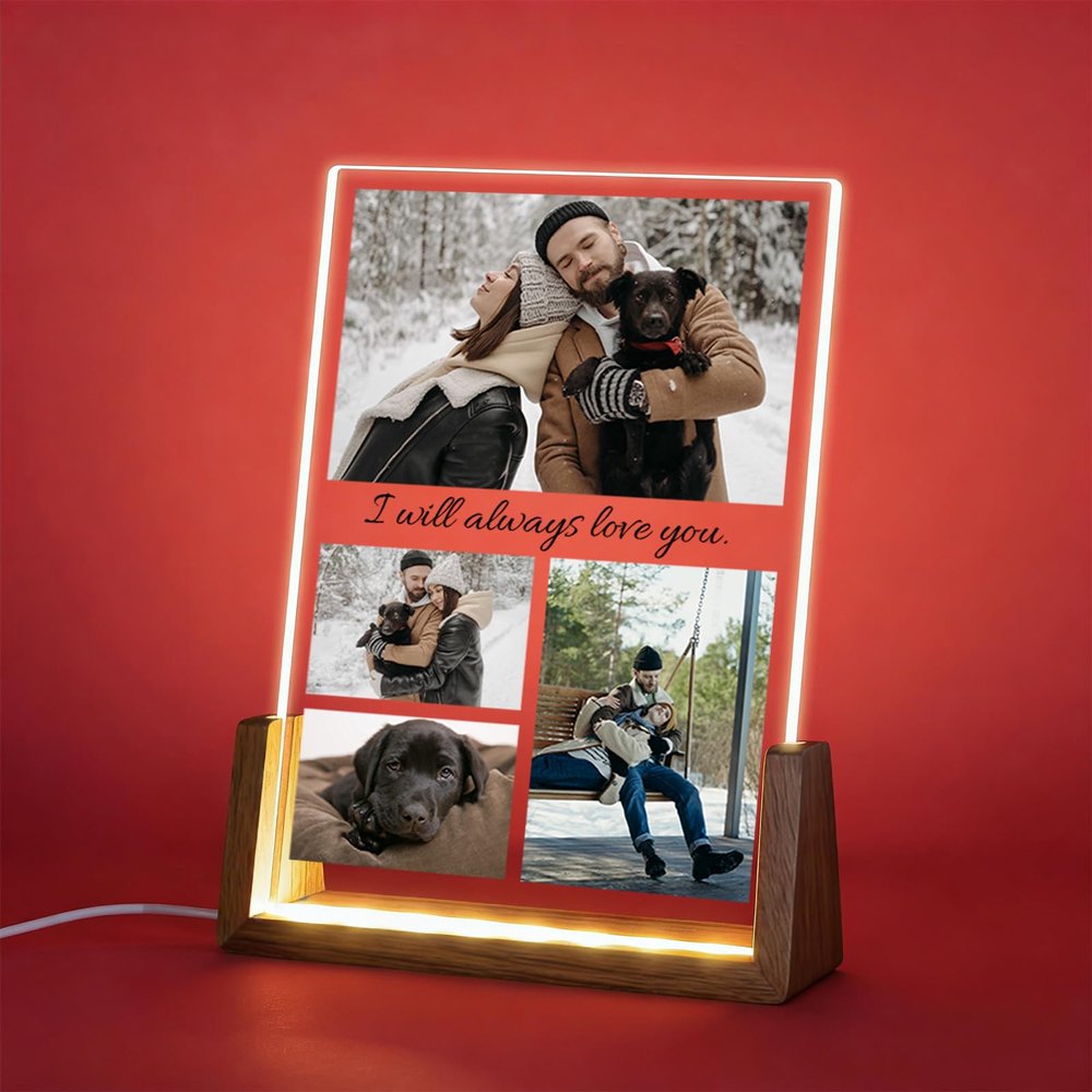 Baixtuo Personalized Acrylic Photo Frame with LED Night Light