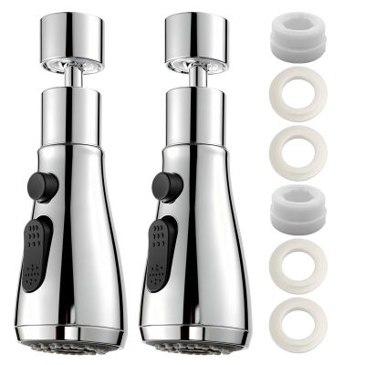 2-Pack 3-Mode Pull-Out Faucet Aerators, 360° Swivel, M22/M24 Adapters