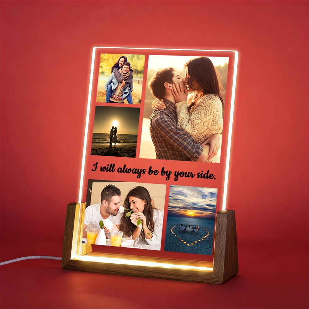 Baixtuo Personalized Acrylic Photo Frame with LED Night Light