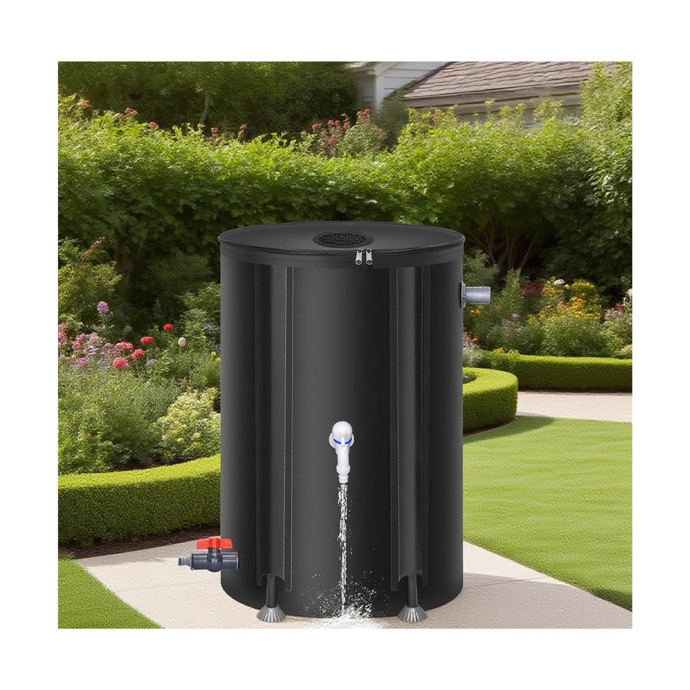 Foldable PVC Rainwater Collection Tank, Multicolor, 50L–1000L (Black, 50L)