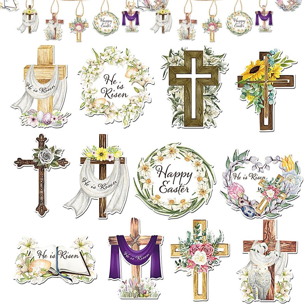 Religious Easter Ornaments Tree - He Rises Hanging Set
