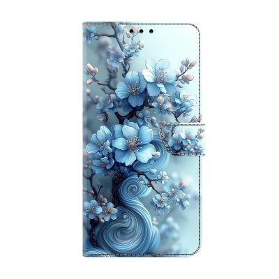 TUUNKMUY Flip Wallet Case for Xiaomi Redmi 12C/11A, PU Leather, Magnetic Card Holder, Blue Flower