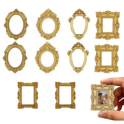 10 Pack Mini Picture Frames - Gold Vintage