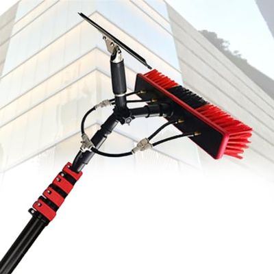 WXPGFEQ Solar Panel Cleaning Tool, Water-Fed Telescopic Brush Pole with Squeegee, 35 cm, 7.2 m (24 ft)