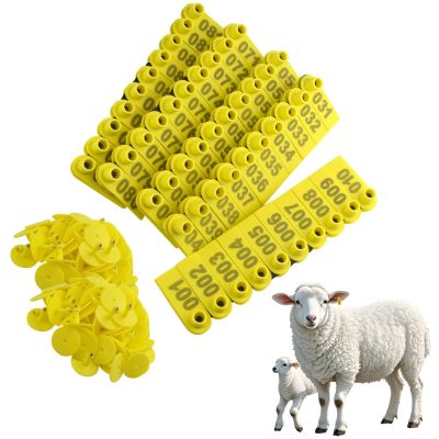 Cattle Ear Tags, Livestock Ear Tags, 100-Piece Set, Multicolor, Numbers 1–100, for Goats, Sheep and Pigs (Yellow)