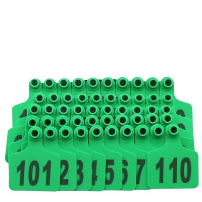 Cattle Ear Tags, 100-Pack, Multicolor, Various Sizes, Numbered 001–500 (Green, 4 x 5 cm, 401–500)