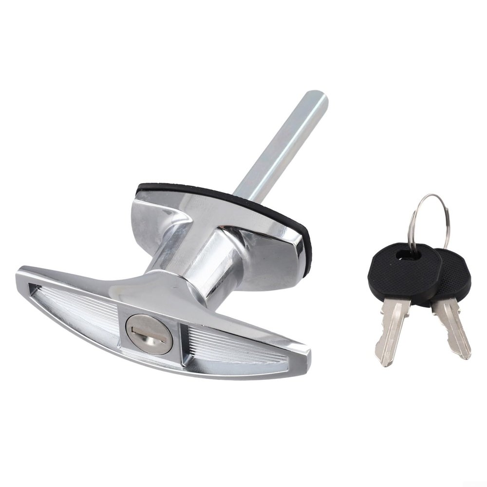 Risveglio T-Handle Lock, Zinc Alloy, for Trucks, RVs, Canopies and Garage Doors, Weather-Resistant Copper-Core Security Mechanism, Chrome Finish (A)