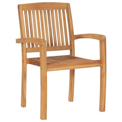 GeenYuu Set of 4 Stackable Solid Teak Garden Chairs