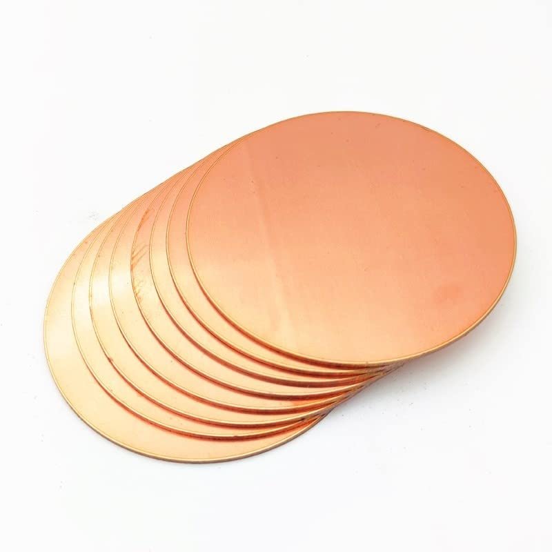 2-Piece T2 Pure Copper Disk, 50 mm Round Plate, 0.1–5 mm Thick (50 × 3 mm)