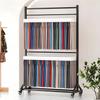 COAKUE Mobile Heavy-Duty Steel Scarf Holder, Rolling Fabric Swatch Rack, 123 × 45 × 205 cm, 2 Rods view 1